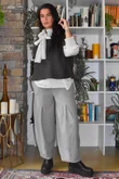 Oxford Stretch Herringbone Box Pleat Pant Pebble